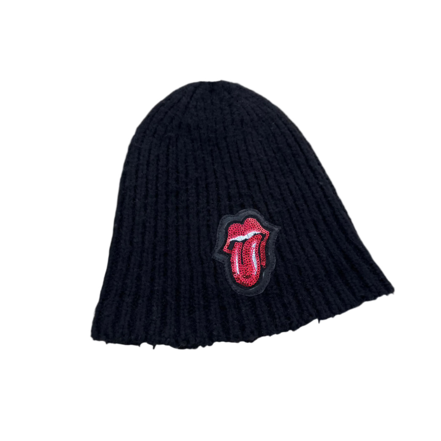 CHILD OF VNVRCHY SKULL HEAD MOHAIR LEATHER ROLLING STONES PATCH BEENIE