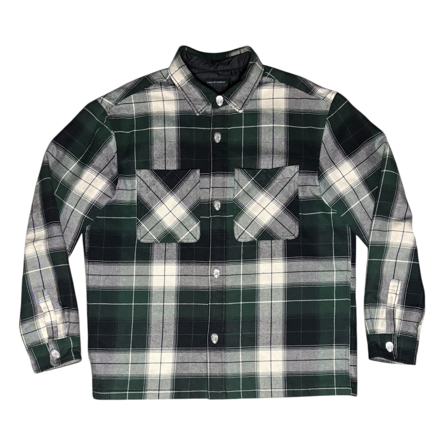 CHILD OF VNVRCHY SKULL HEAD HEAVY BUTTON SNAP FLANNEL