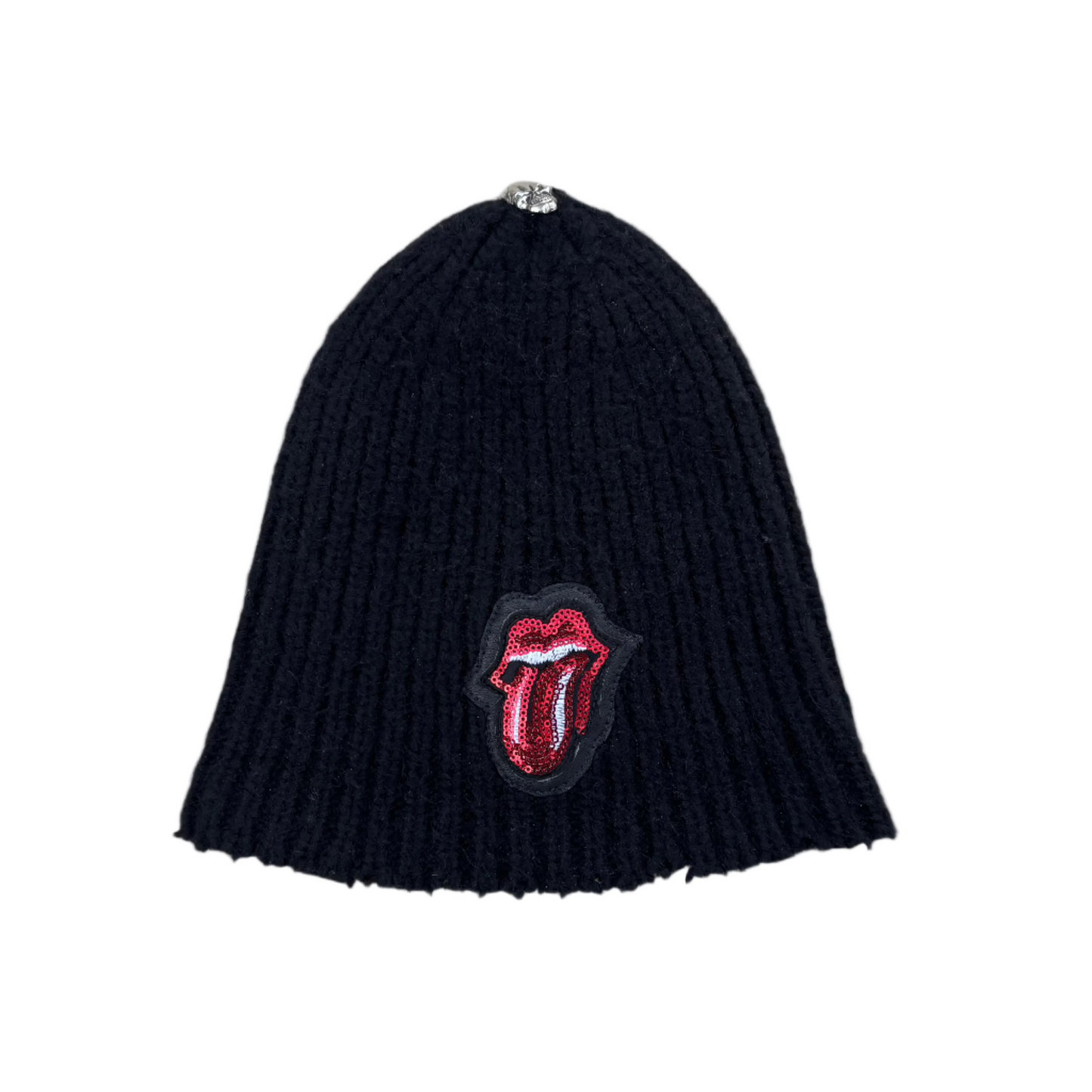 CHILD OF VNVRCHY SKULL HEAD MOHAIR LEATHER ROLLING STONES PATCH BEENIE